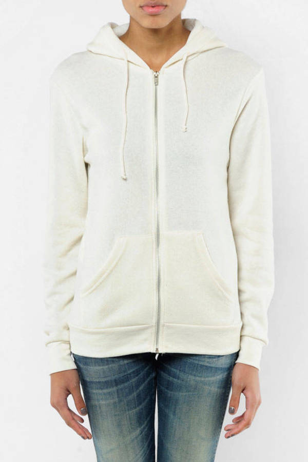 cream zip up hoodie