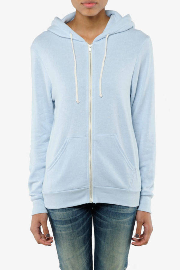 light blue hoodie zip