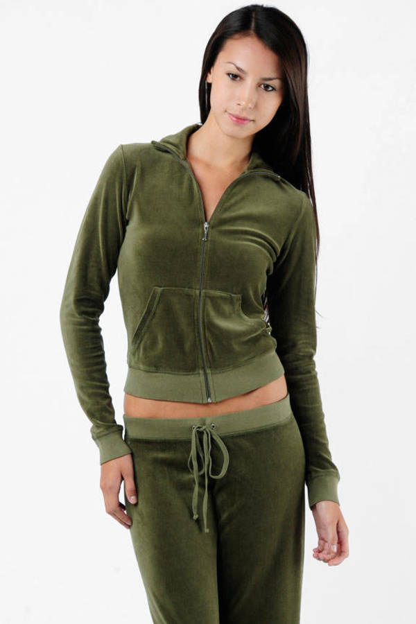 olive green velour tracksuit