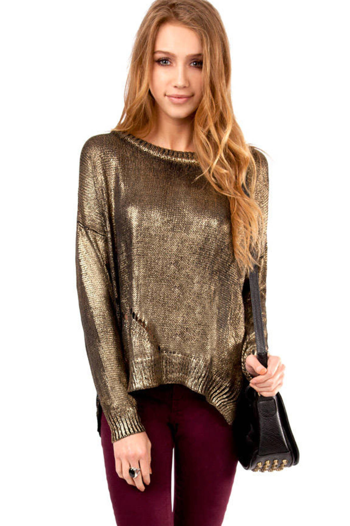 Shimmer and Relax Sweater in Gold - $60 | Tobi US
