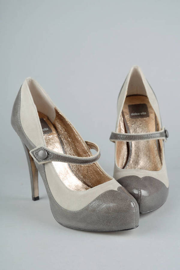 grey mary jane heels