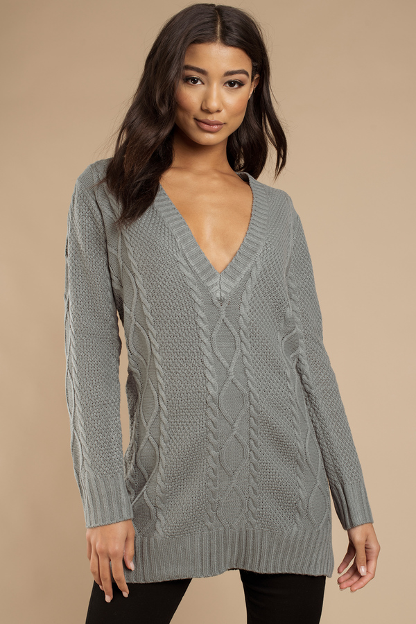 Grey Dress Sweater Dress Long Sweater Day Dress 18 Tobi US