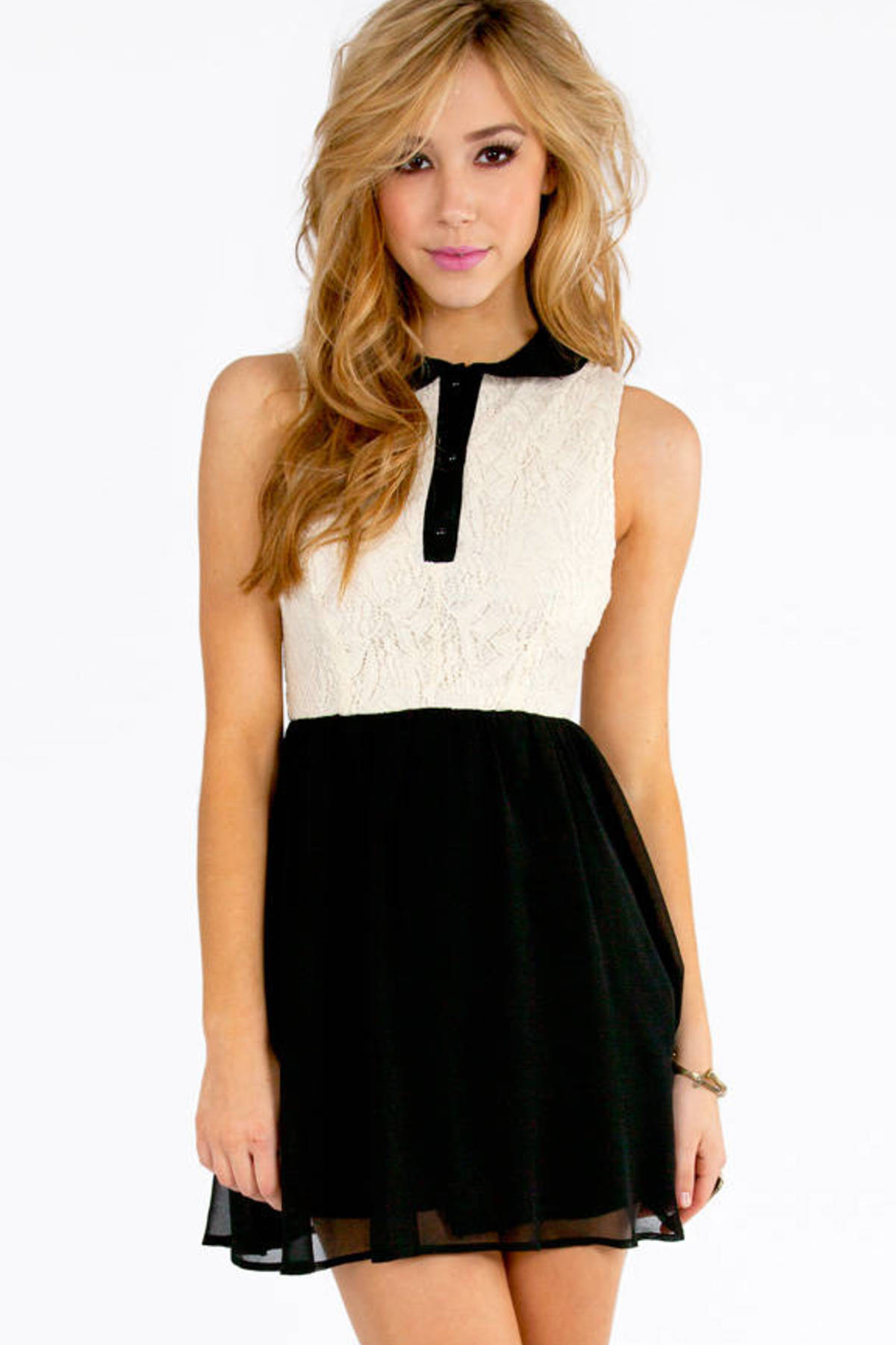 Reign On Lace Skater Dress In Ivory And Black 13 Tobi Us 