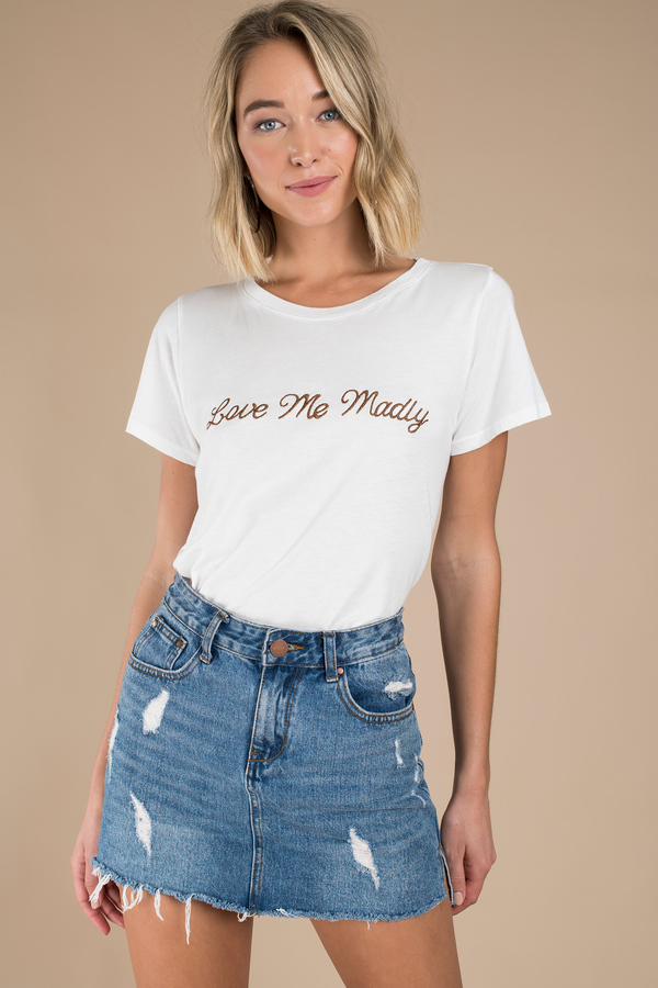 Daydreamer Los Angeles Daydreamer Love Me Madly Ivory Short Sleeve Tee