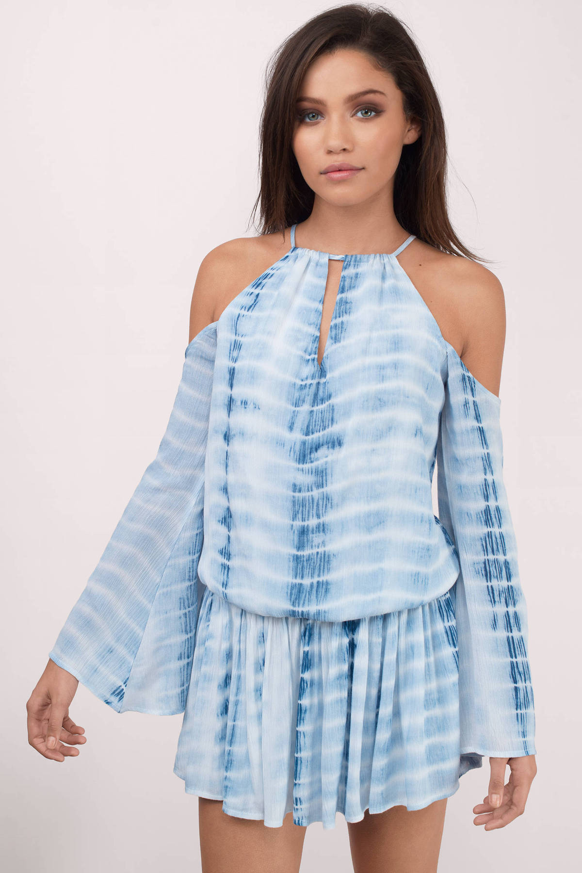 pretty little thing blue tie dye dress