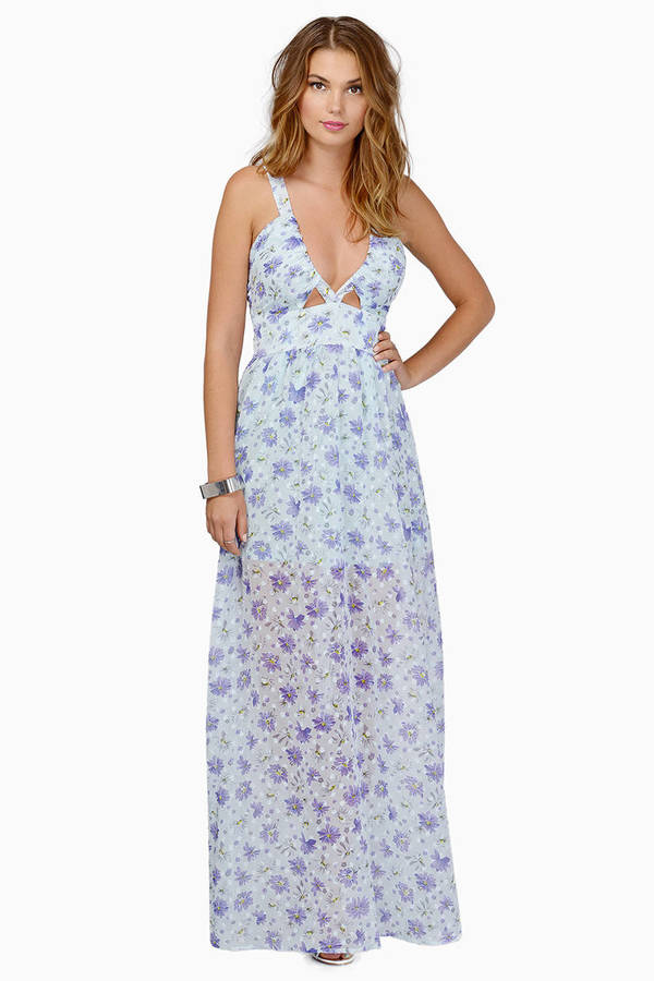 Trendy Light Blue Floral Maxi Dress - Floral Print Dress - $18 | Tobi US