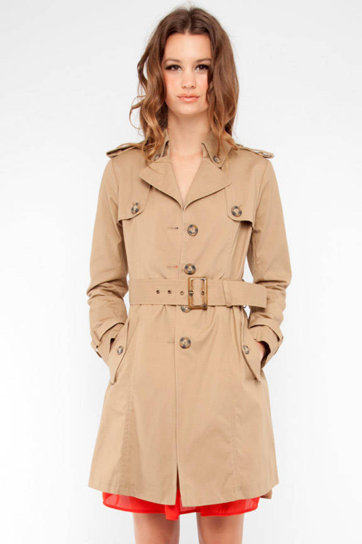 Chandler Belted Trench Coat in Light Camel Beige - $45 | Tobi US