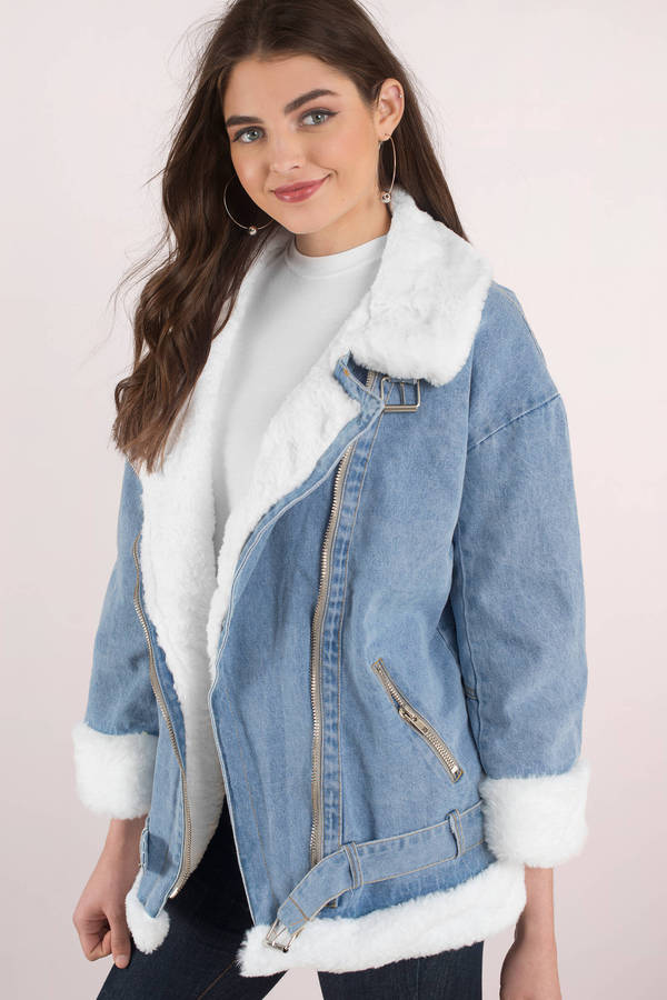 blue jean fur jacket