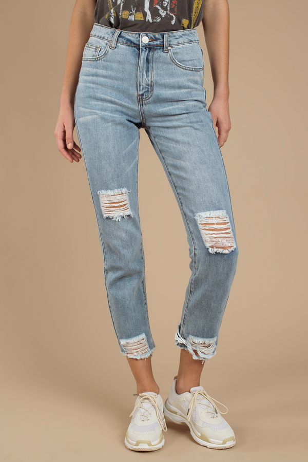 light wash blue ripped jeans