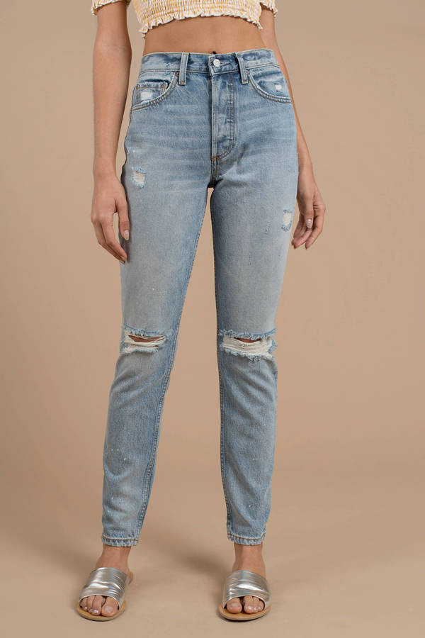 light wash distressed jeans