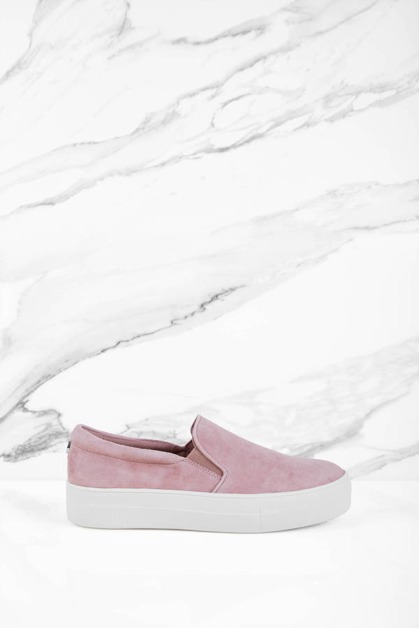 pink suede slip on sneakers