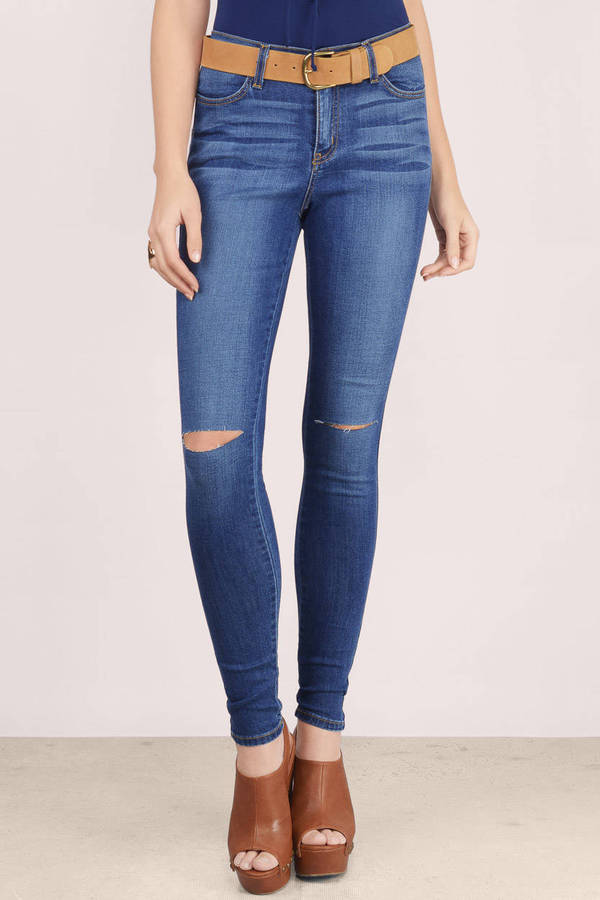 Blue Jeans - Mid-Rise Jeans - Medium Wash Jeans - Medium Wash Denim ...