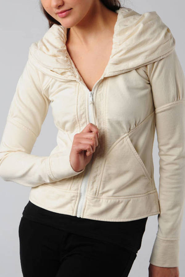 cream zip up hoodie