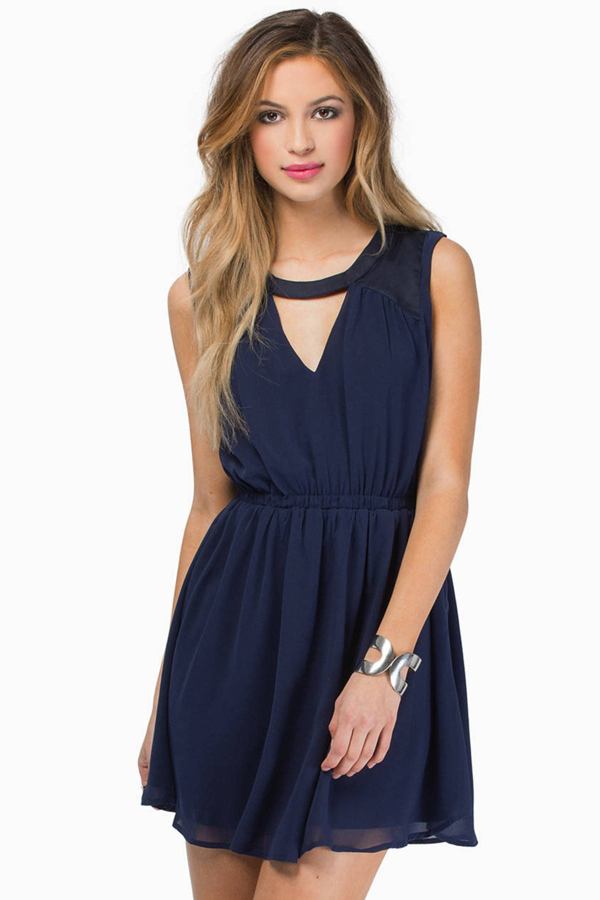 Necked Out Skater Dress in Navy - $20 | Tobi US