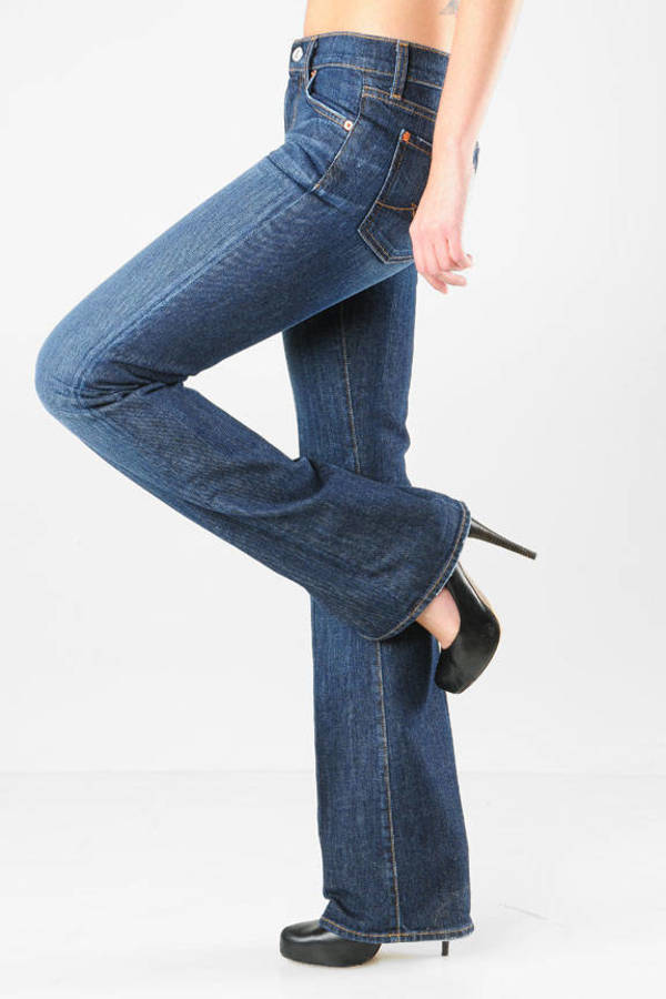 low rise stretch flare jeans