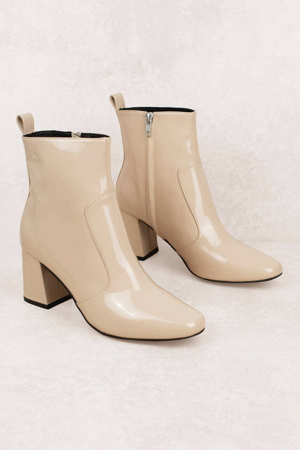 Patent Leather Boots - Nude 