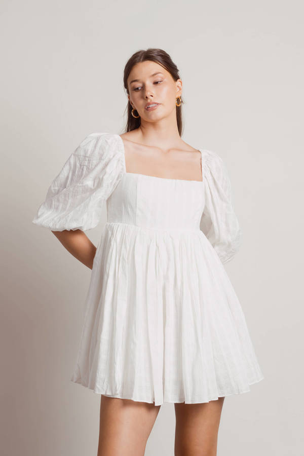 White Mini Dress - Babydoll Dress ...