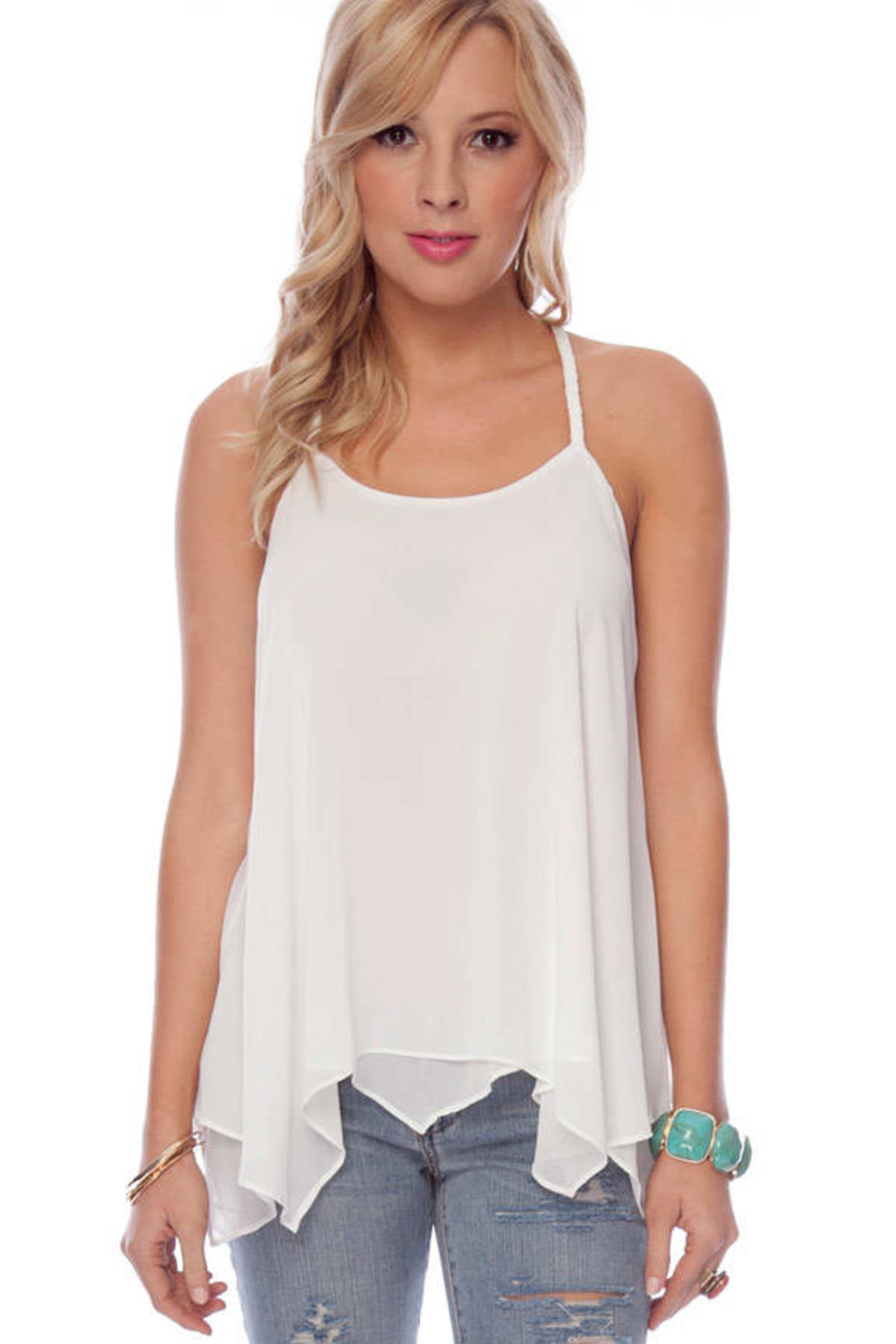 On a Roped Braided Tank Top in Off White - $48 | Tobi US