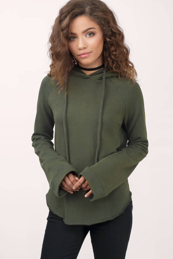 Trendy Olive Sweatshirt - Hoodie Sweatshirt - Olive Hoodie - $22 | Tobi US