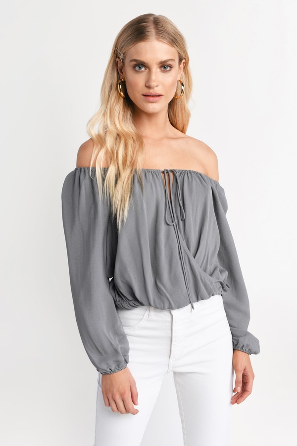 Cute Top - Off Shoulder Top - Long Sleeve Top - Rose Blouse - $29 | Tobi US