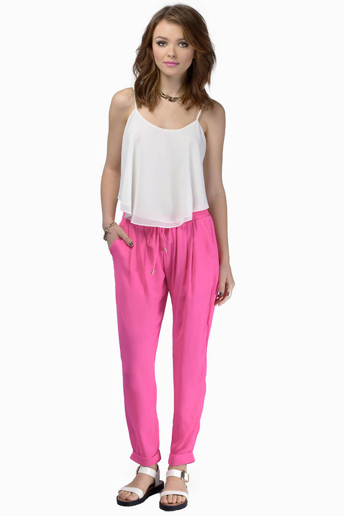 light pink satin pants