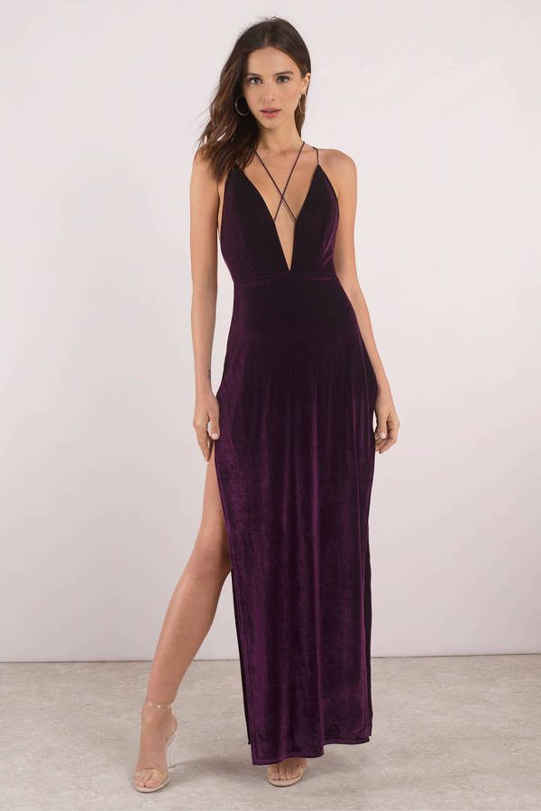 New Velvet High Low Romper with Attached Skirt; Black or Plum
