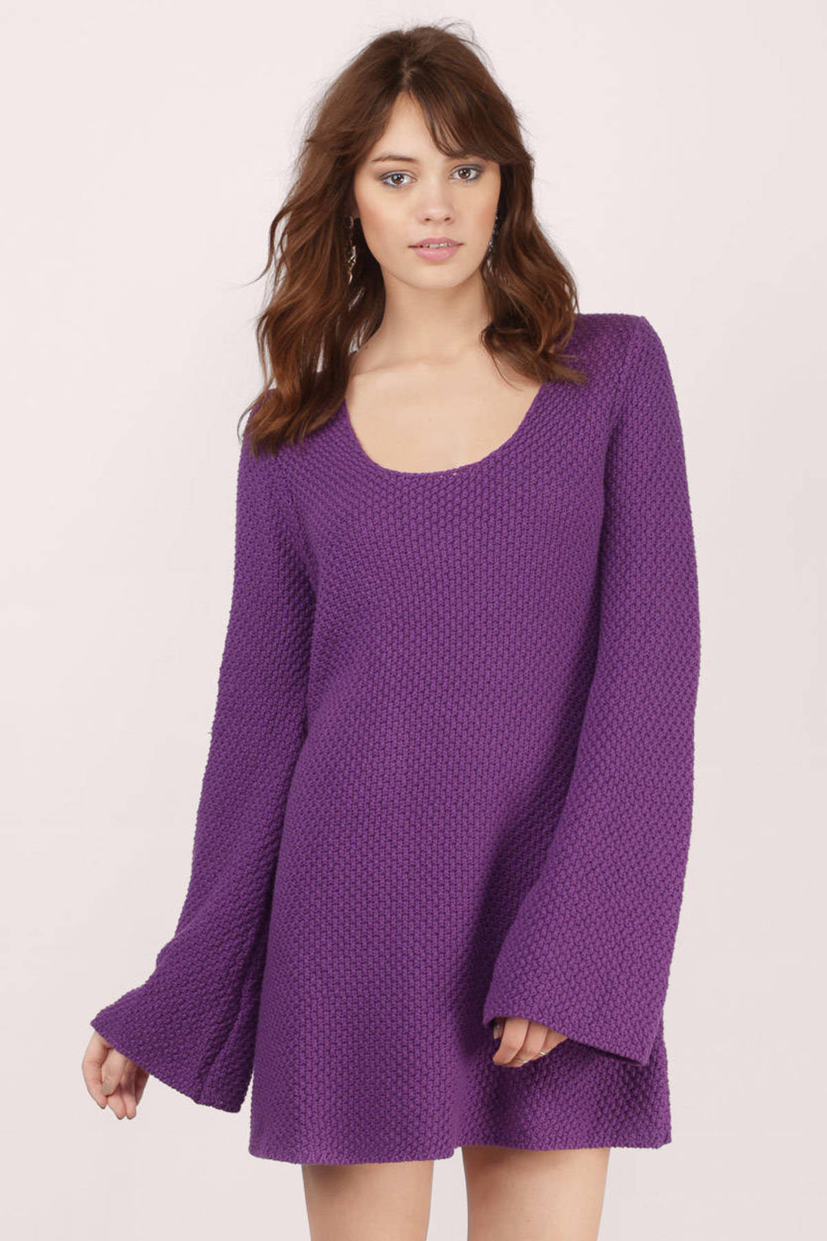 Plum Day Dress - Purple Dress - Sweater Dress - Purple Knit Dresses ...