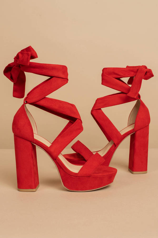 tie up heels red