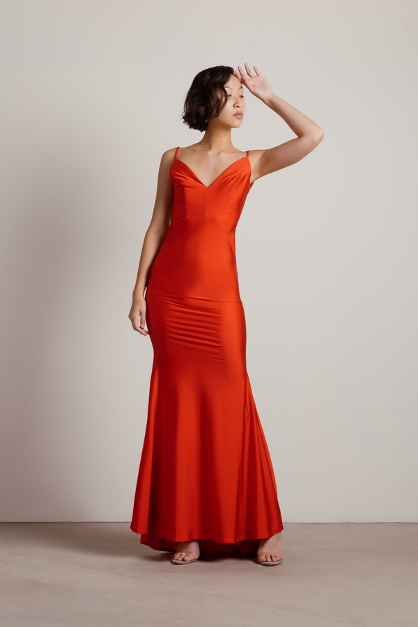 red maxi dress