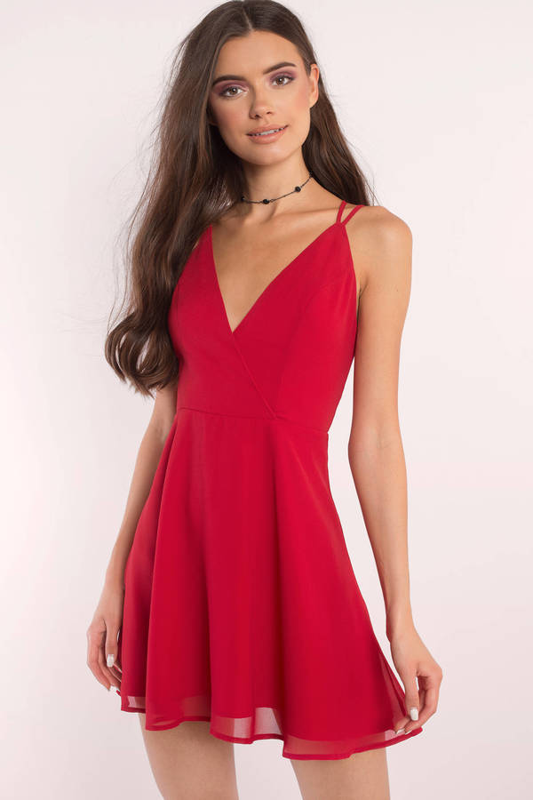 Red Skater Dress - Strappy Back Dress - Red Dress - Skater Dress - $68 ...