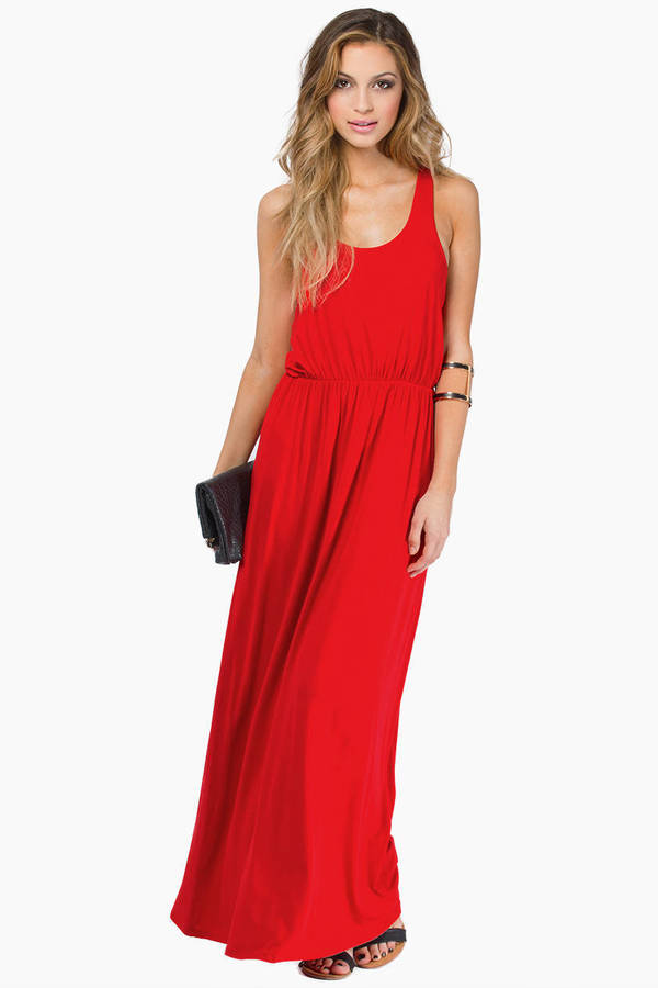 red adidas maxi dress