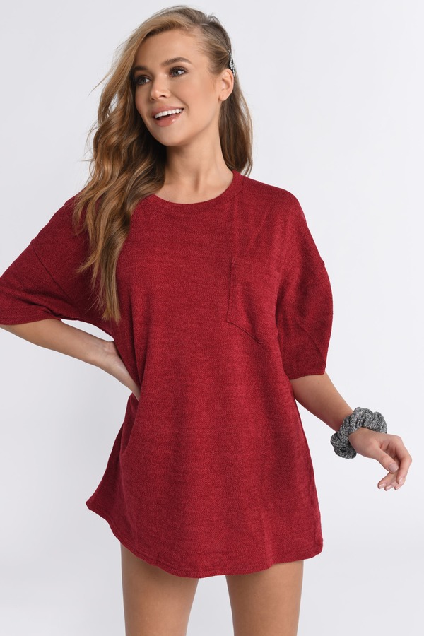 maroon t shirt dress outfit