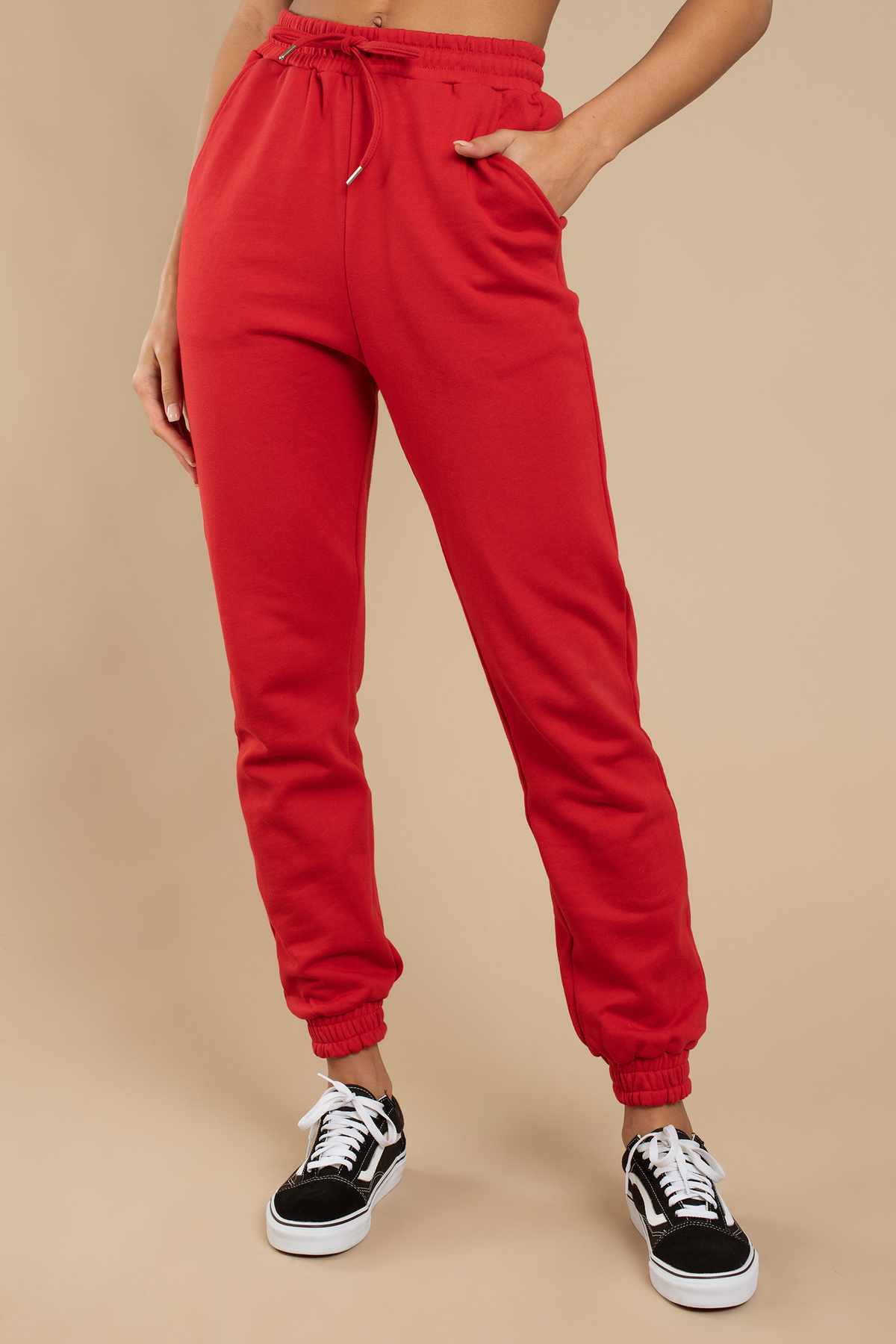 Naomi Jogger Pants in Red - $50 | Tobi US
