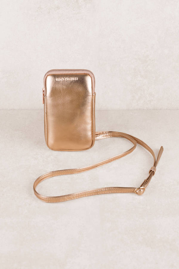 Call Me Maybe Cell Phone Crossbody Bag in Rose Gold - $14 | Tobi US