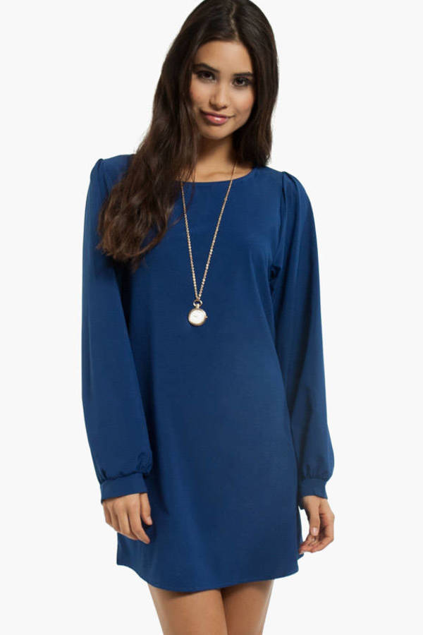Maria Solid Shift Dress in Royal Blue - $56 | Tobi US