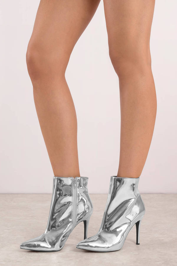 On The Town Metallic Ankle Booties in Silver - $28 | Tobi US
