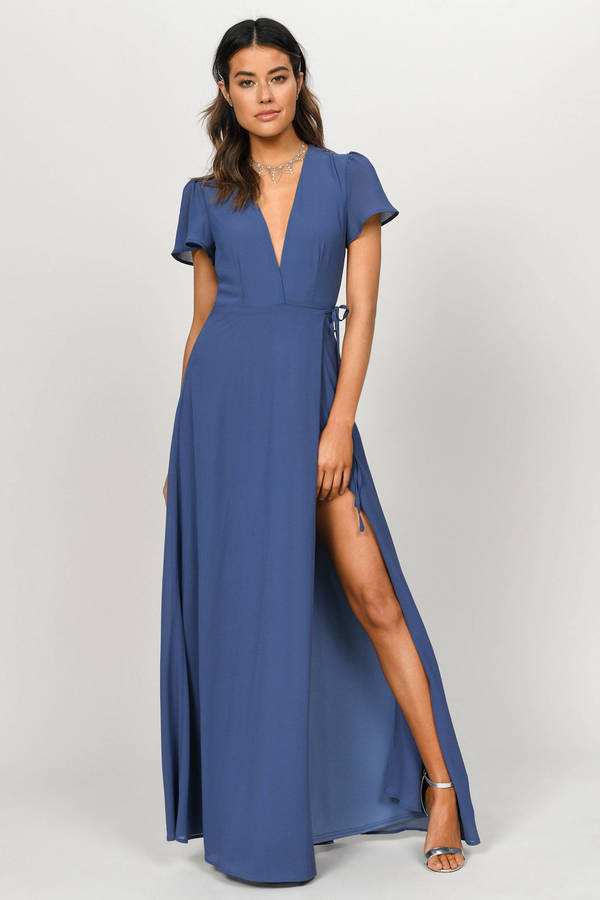 blue maxi dresses with sleeves