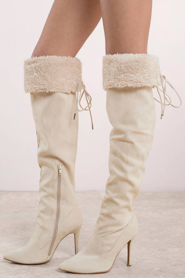 stone knee high boots