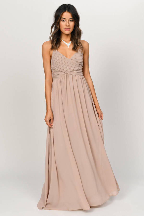 beige long gown dress