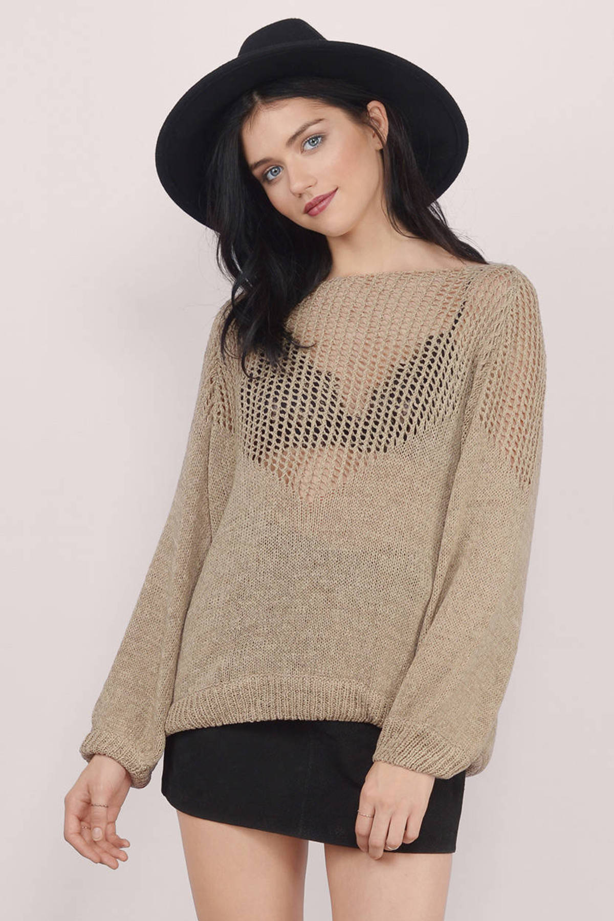 Braelynn Blouson Sweater in Taupe - $12 | Tobi US