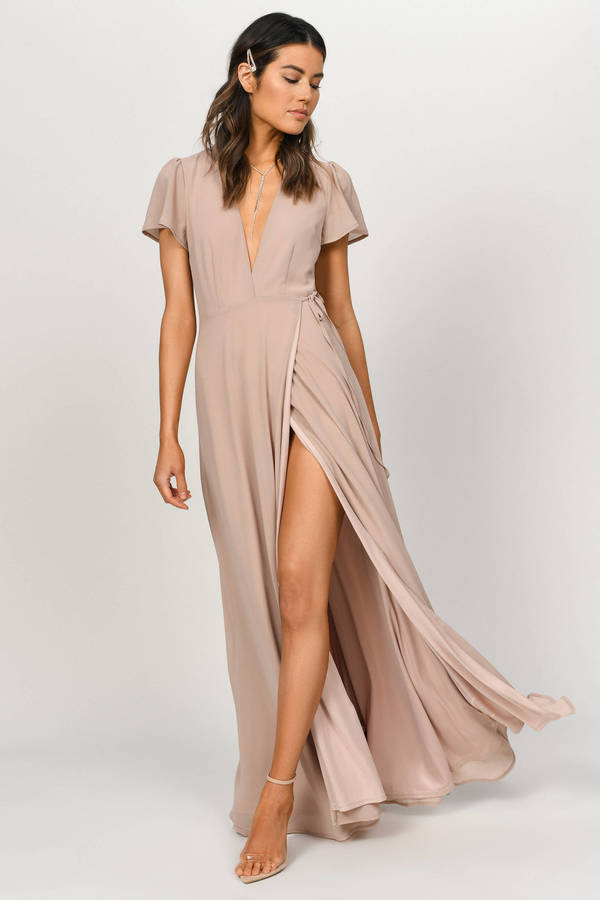 taupe long dresses