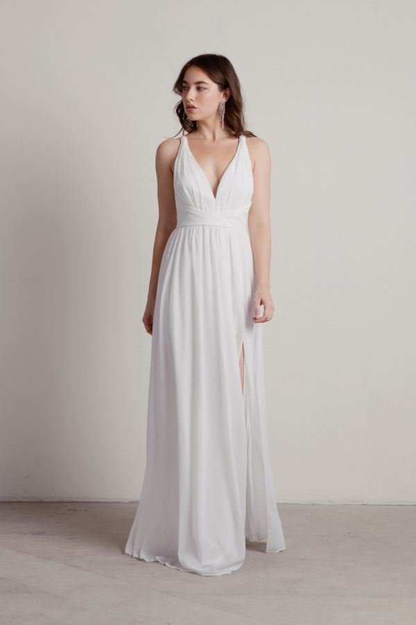 white denim wedding dress