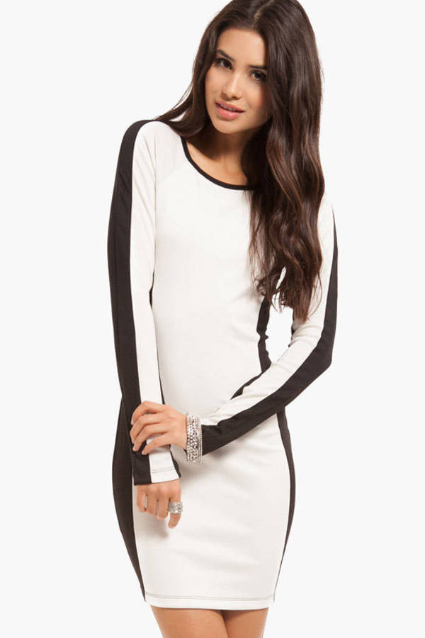 Color Combo Dress in White and Black - $44 | Tobi US