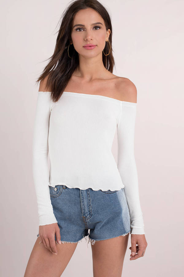White Top - Off Shoulder Shirt - Long Sleeve White Top - $14 | Tobi US