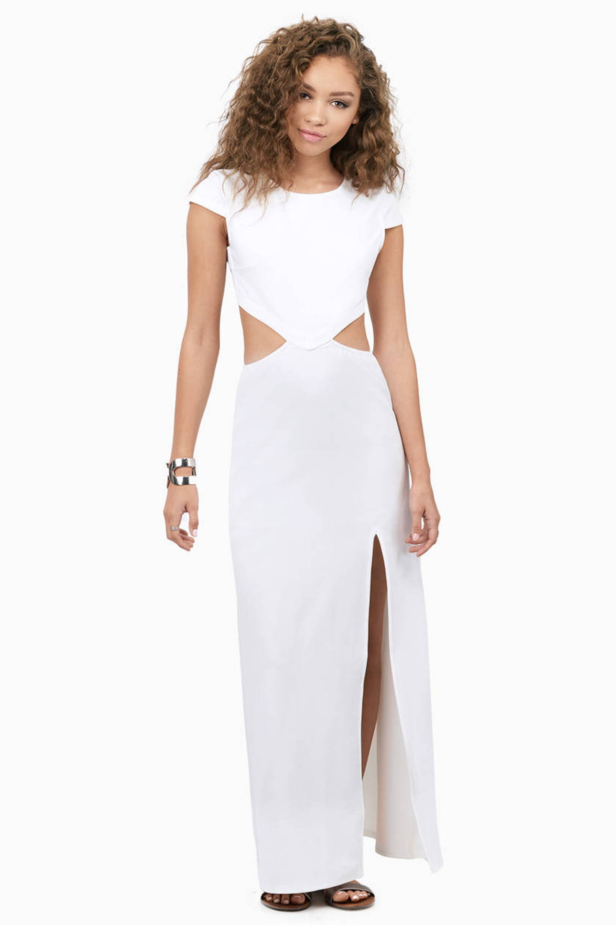 Cap Sleeve Maxi Dress in White