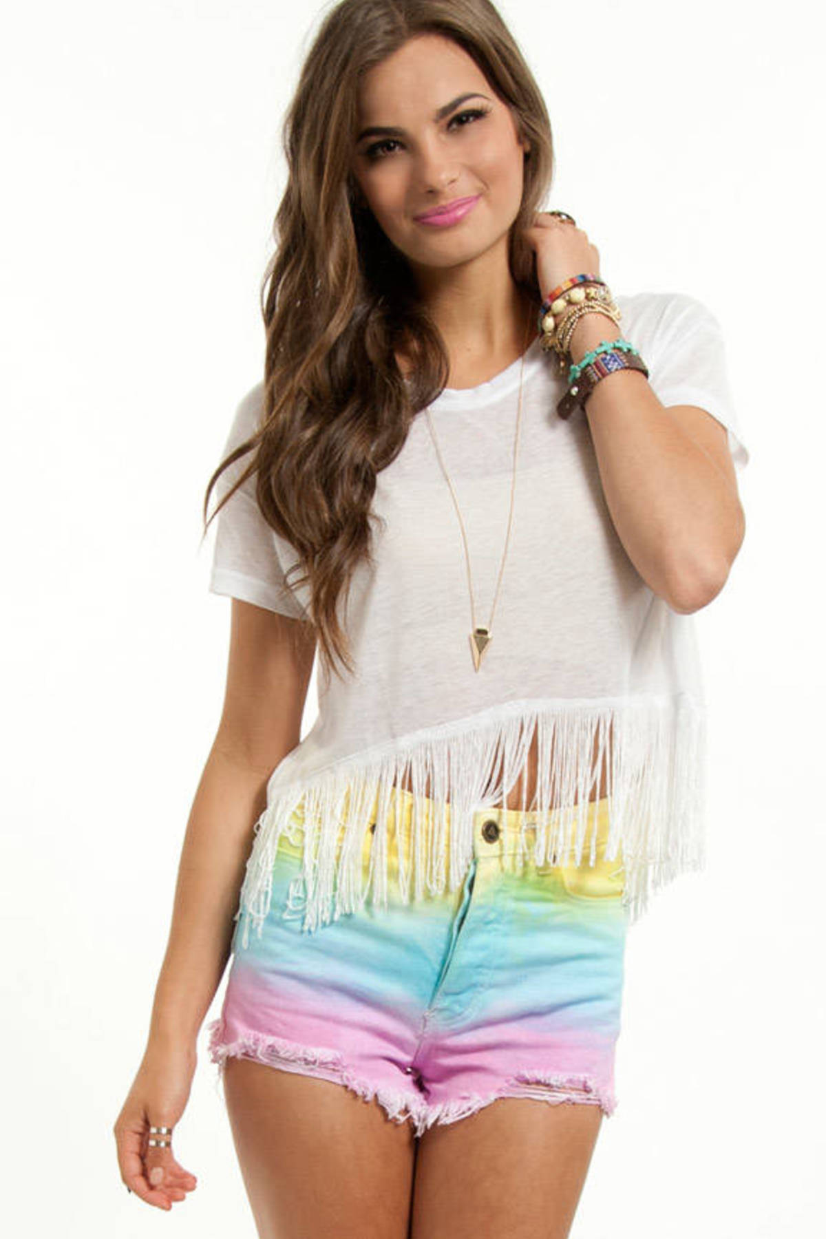 Fringed T-Shirt in White - $16 | Tobi US