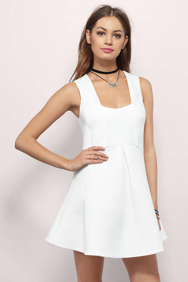 White Dress - Babydoll Dress - White Pleated Dress - Skater Dress - $18 ...