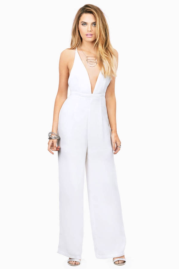 white jean jumpsuit