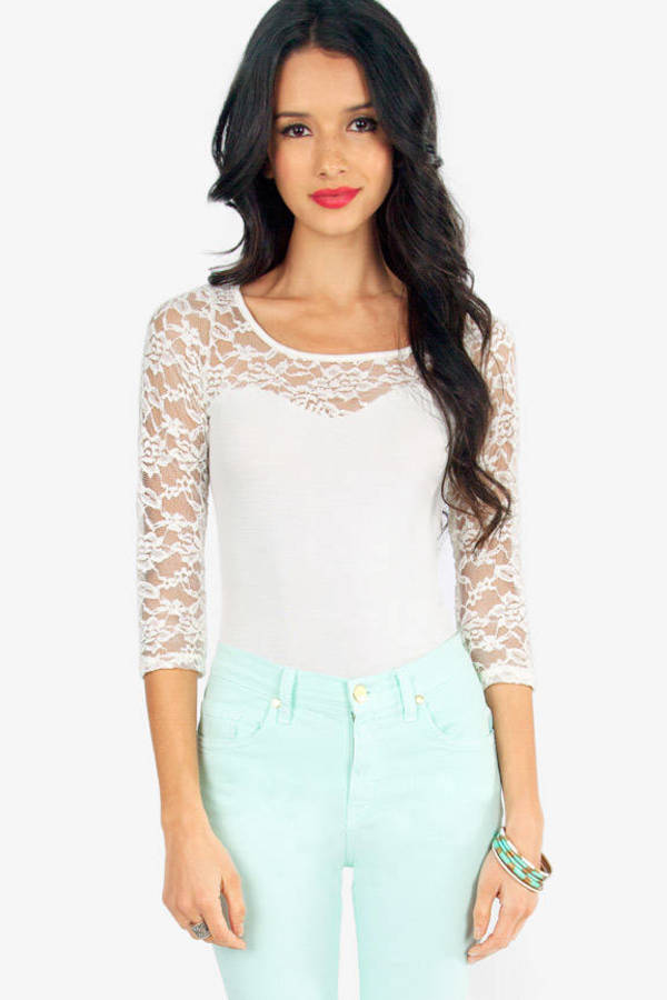 On A Whimsy Lace Top in White - $30 | Tobi US