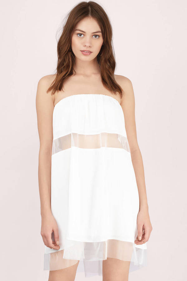 white only girl strapless shift dress